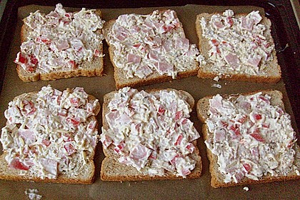&Uuml;berbackene Schinken - Cr&egrave;me fraiche - Schnittchen 4