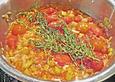 Geschmorte Kaninchenkeulen auf Tomaten - Sellerie - Gem&uuml;se