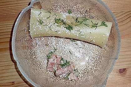 Cannelloni mit Honig - Meerrettich - Lachs - F&uuml;llung