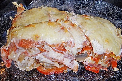 Auflauf mit Reis und Paprika