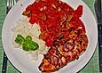 H&auml;hnchenfilet im Schinkenmantel mit Paprika - Zucchini - Gem&uuml;se