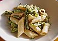 Penne mit gr&uuml;nen Bohnen in einer Sahne - Senf - So&szlig;e