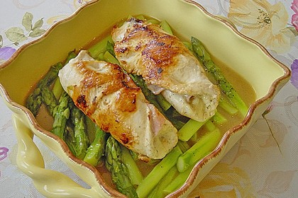 Putenrouladen auf gebratenem Spargel 16
