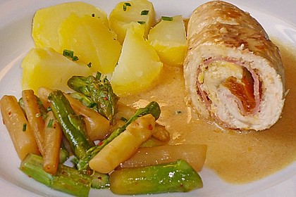 Putenrouladen auf gebratenem Spargel 25