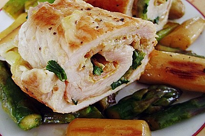 Putenrouladen auf gebratenem Spargel 28