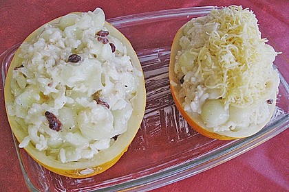 Honigmelone mit Reis, mit K&auml;se &uuml;berbacken 2