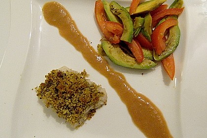 Dorschfilets mit Kr&auml;uterkruste mit Tomaten - Avocado - Gem&uuml;se
