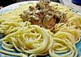 Gr&uuml;ne und wei&szlig;e Spaghetti in Speck - Sahne - Sauce
