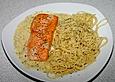 Lachsschnitte mit Kr&auml;uter - Sahne - Sauce