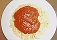 Spaghetti mit Tomatensauce und Kochschinken
