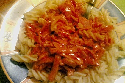Spaghetti mit Tomatensauce und Kochschinken 2