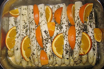 Orangen - Spargel mit frischen Kartoffeln und einer Mascarpone - Limetten - Sauce