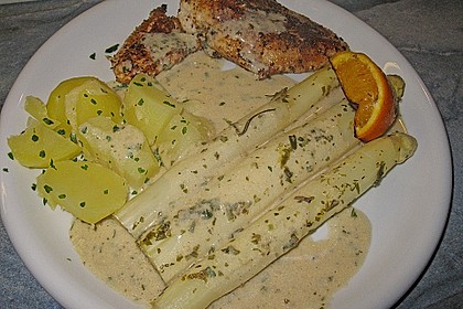 Orangen - Spargel mit frischen Kartoffeln und einer Mascarpone - Limetten - Sauce 5
