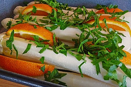 Orangen - Spargel mit frischen Kartoffeln und einer Mascarpone - Limetten - Sauce 7