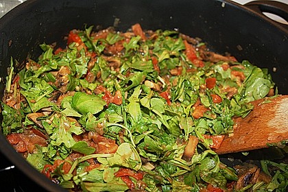 Schnelle Champignon - Tomaten - Rucola - Pfanne 4