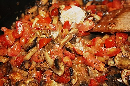 Schnelle Champignon - Tomaten - Rucola - Pfanne 5
