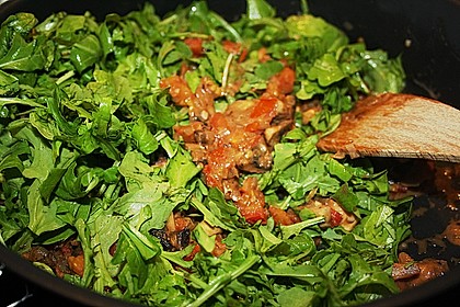 Schnelle Champignon - Tomaten - Rucola - Pfanne 7