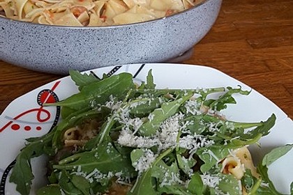 Schnelle Champignon - Tomaten - Rucola - Pfanne