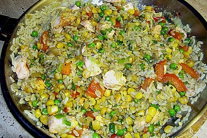 Gem&uuml;se - Reis - Pfanne mit Lachs