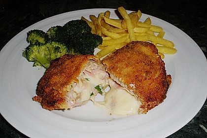 Kalbs - Cordon bleu, gef&uuml;llt mit B&auml;rlauch