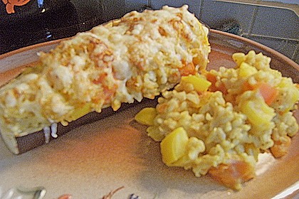 Aubergine mit Reisfüllung und Käsekruste 7