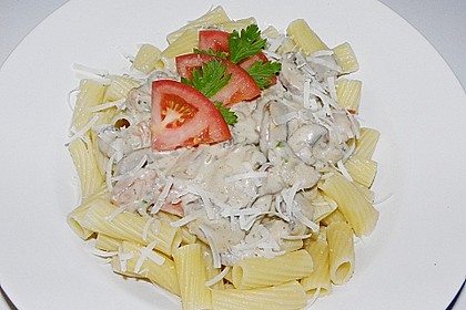 Champignon - K&auml;se - Sauce auf Spaghetti 6