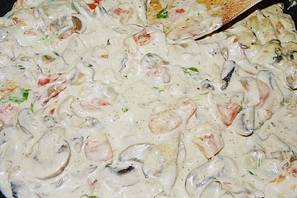 Champignon - K&auml;se - Sauce auf Spaghetti 7