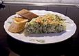 Reiskuchen mit Zucchini und Rucola
