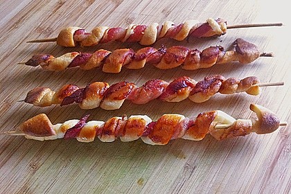 Gegrillte Teigspieße mit Bacon und Knoblauch 2