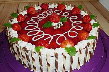 Erdbeerkuchen mit Vanillecreme