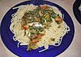 Spaghetti mit Spinat und Mozzarella