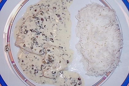 Ged&uuml;nsteter Heilbutt auf Pfeffer - Senf - Sauce 1