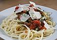 Spaghetti mit Tomaten und Rucola
