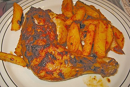 Feurige H&auml;hnchenschenkel - Kartoffelpfanne