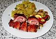 Leberk&auml;serollen mit Tomaten - Zucchini - Gem&uuml;se