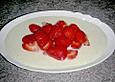 Erdbeeren auf Bananenschaum