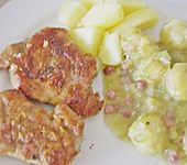 Schweinefilet auf S&uuml;&szlig;kartoffelp&uuml;ree mit Lebkuchenjus und Rosenkohl (Bild)