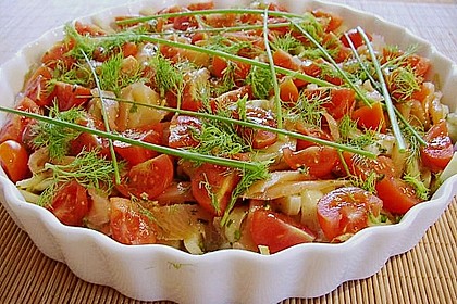 Marinierter Fenchel mit R&auml;ucherlachs und Kirschtomaten