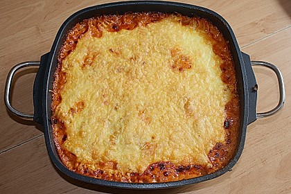 &Uuml;berbackene Spaghetti mit Tomatensauce und Sauce Hollandaise 4
