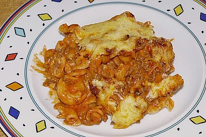 &Uuml;berbackene Spaghetti mit Tomatensauce und Sauce Hollandaise 13