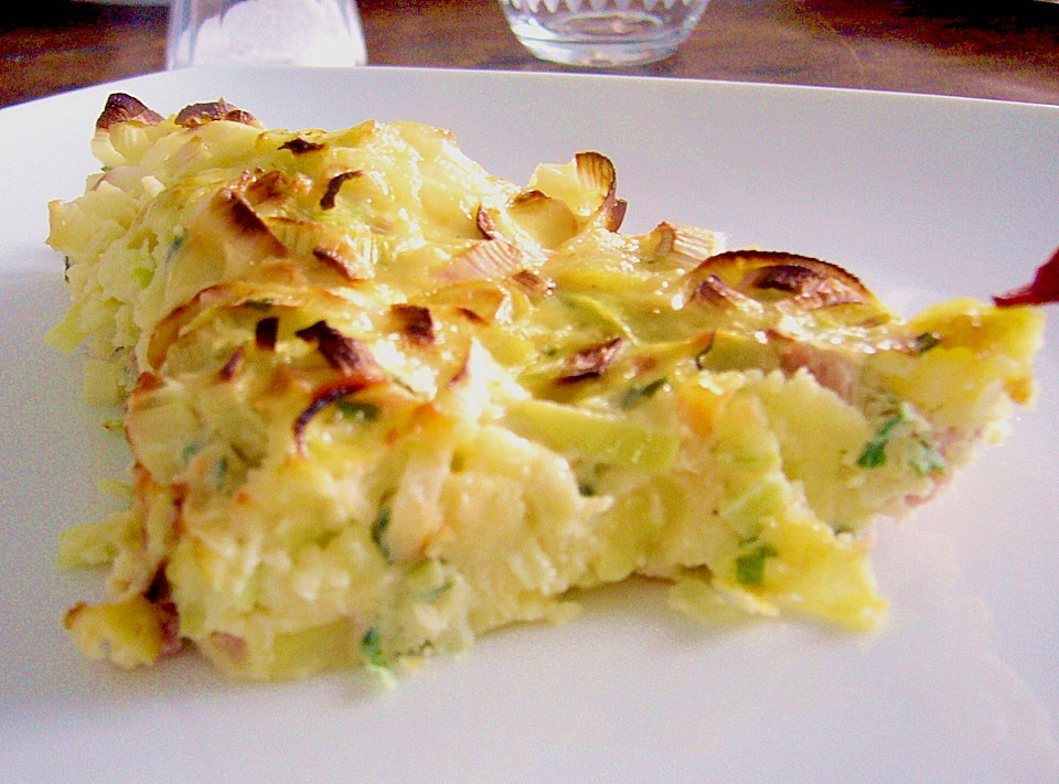 Kartoffel - Frittata mit Schinken, Käse und Porree (Rezept mit Bild ...