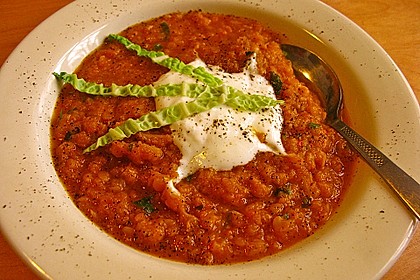 Rote  Linsensuppe mit Wirsing 1