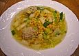 Kohlrabi - Lauch - Suppe mit roten Linsen und Rindfleischkl&ouml;&szlig;chen