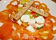 Geschmolzenes Ochsenherz - Carpaccio mit Pulposalat und Vanille - Vinaigrette