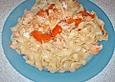 Gebackene Tomaten mit Nudeln und Lachs