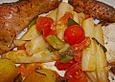 Gebratener Spargel mit Tomaten und Oliven