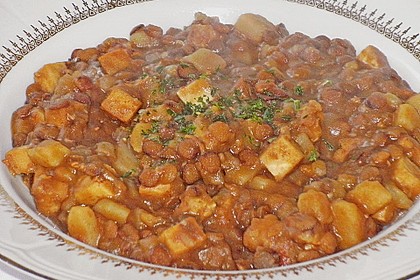Linseneintopf mit Tofuw&uuml;rfeln