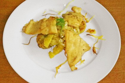 Gebratene Forellenfilets auf Fenchelgem&uuml;se mit Kartoffelpl&auml;tzchen