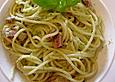 Spaghetti mit Basilikum - Carbonara