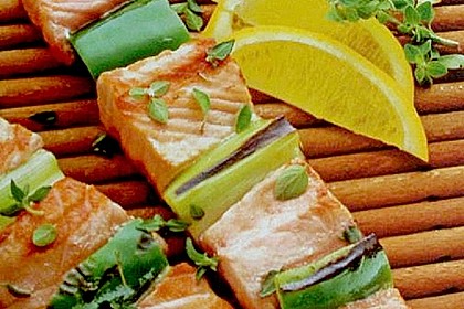 Gegrillte Lachsspie&szlig;e